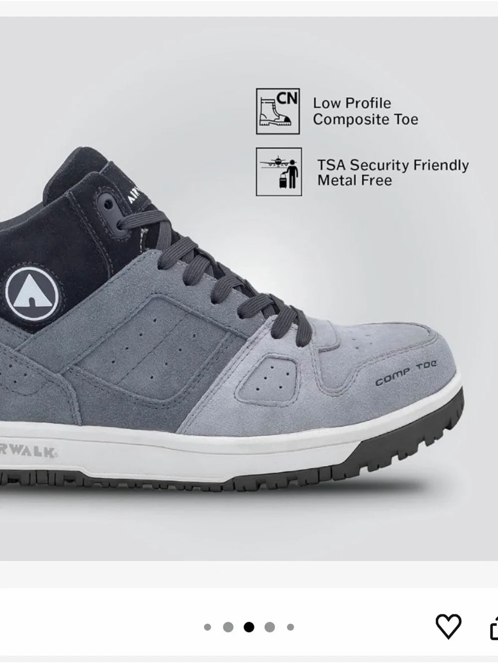 Brand New Airwalk Grey and Black Men's Mid-Top Safety Sneaker